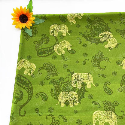Elephant Print Cotton Fabric: Ethnic Style Sewing Material, 56" Wide