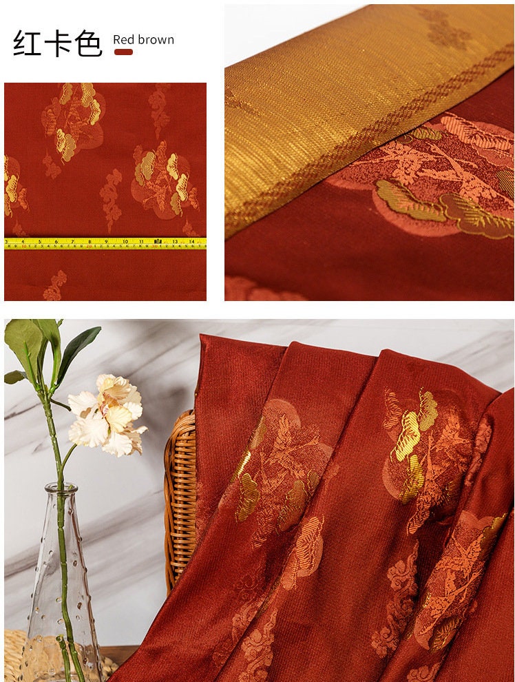 Jacquard Crane Brocade Fabric: 59"W Rayon Cheongsam Qipao Material