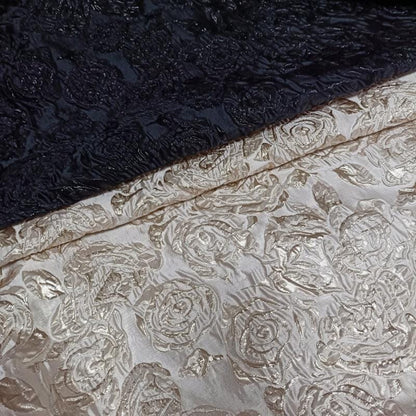 Metallic Rose Jacquard Fabric: 3D Texture, 54" Wide