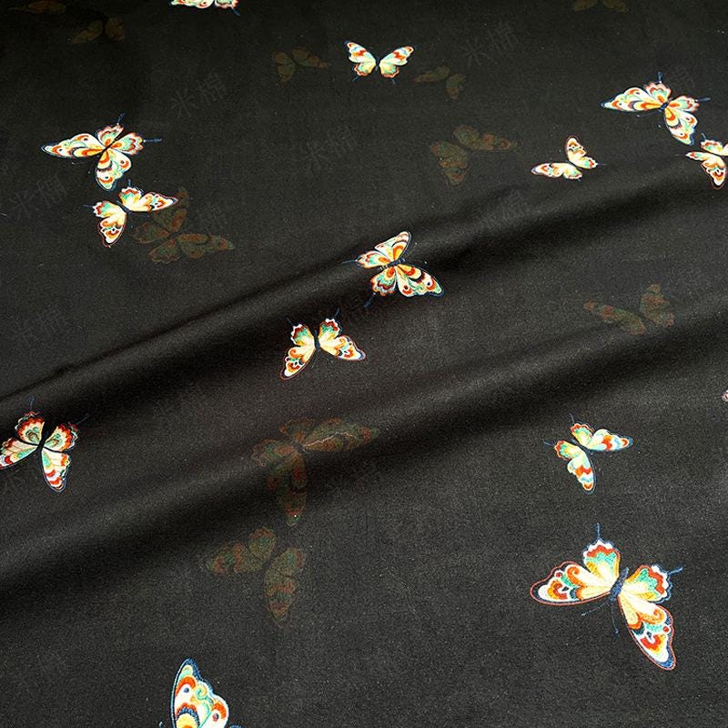 Butterfly Dance Print Fabric: 100% Cotton Quilting & Sewing Material, 55"W