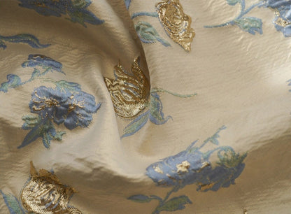 Golden Magnolia Jacquard Fabric: Embossed 3D Designer Fabric, 55" Wide