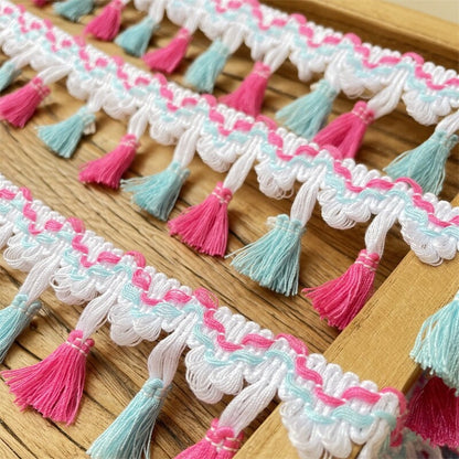 Colorful Tassel Trim: Ethnic Cotton Fabric, 2" Width