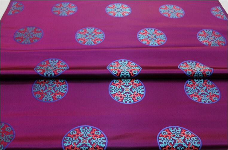 Chinese Fu Symbol Brocade Fabric, Floral Jacquard Satin