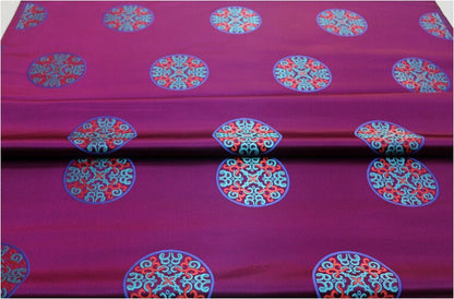 Chinese Fu Symbol Brocade Fabric, Floral Jacquard Satin