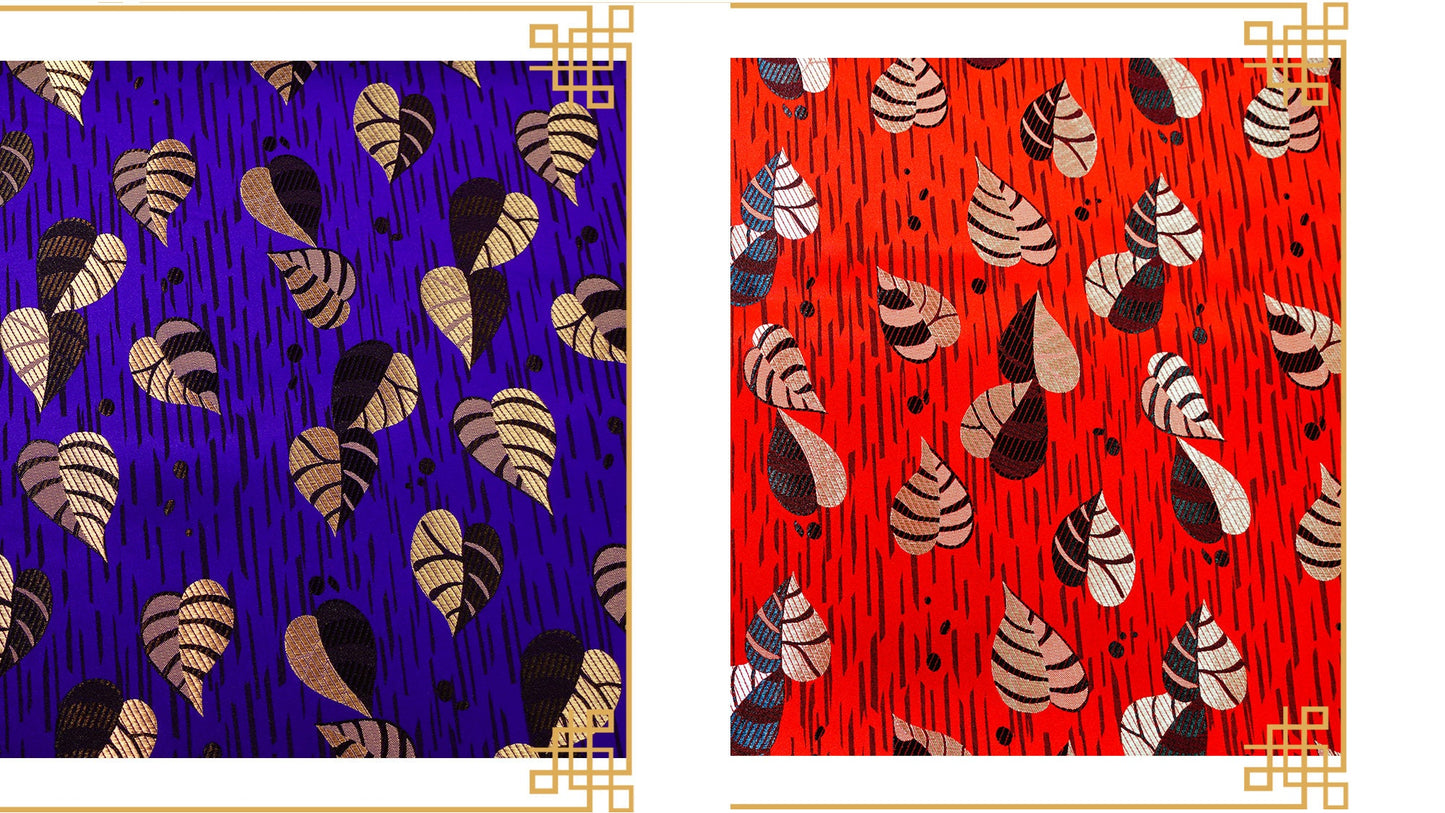 Silk Brocade Fabric: Leaf Flower Design, 45" Wide - By The Meter
