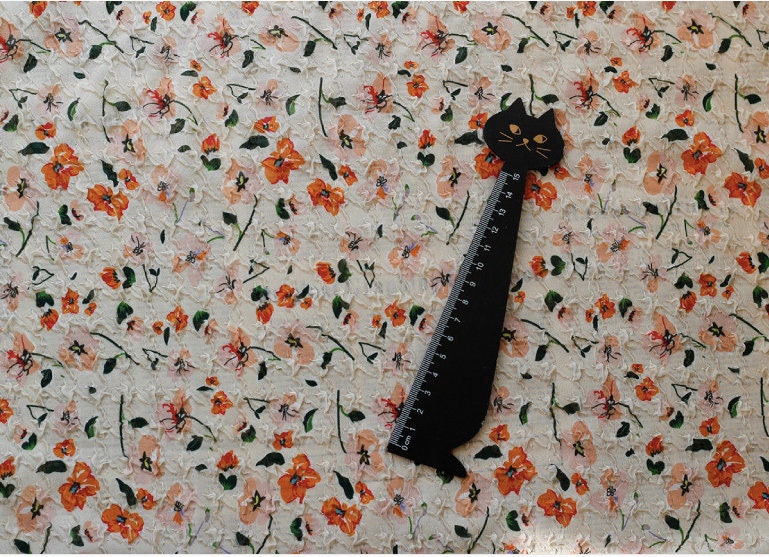 Floral Embossed Silk Chiffon Fabric: 53"W Bubble Crumpled Texture