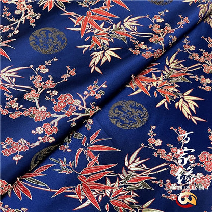 Bamboo Leaf Silk Brocade Fabric: 29.5"W Jacquard Damask