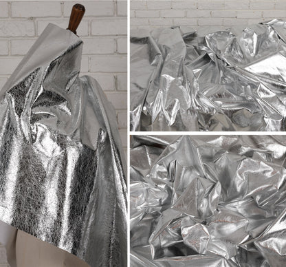 Mirror Coated Silver TPU Fabric: Metallic Designer Clothing Material