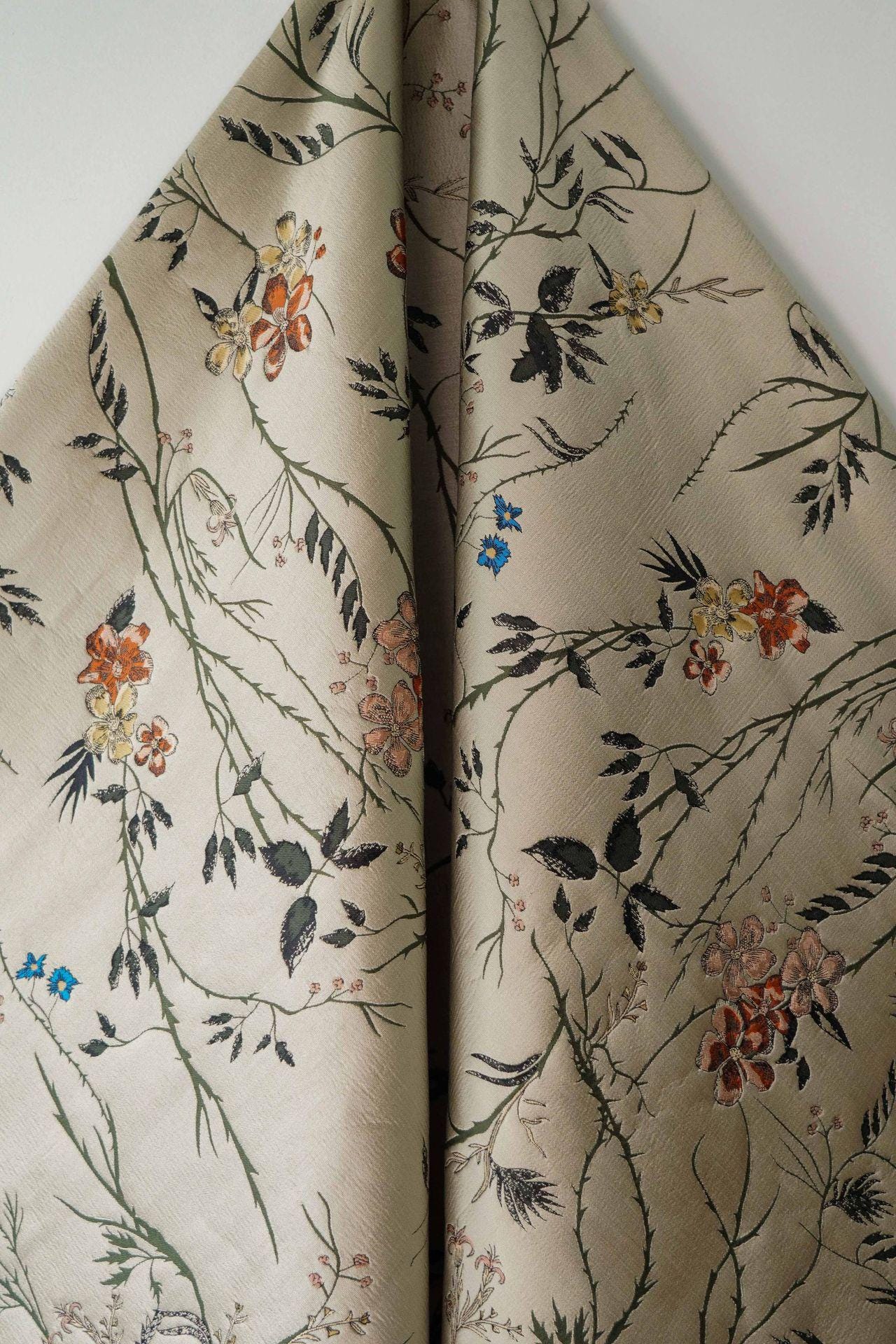 Floral Brocade Jacquard Fabric: Retro Palace Style, 59" Wide