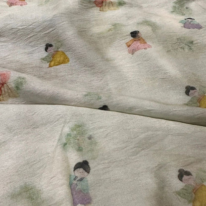 Tencel Ramie Fabric: Lady of the Tang Dynasty Print, 55" Wide