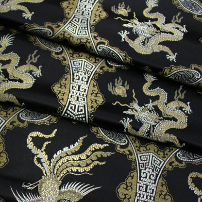 Dragon Phoenix Brocade Fabric: 45"W Silk Rayon Jacquard