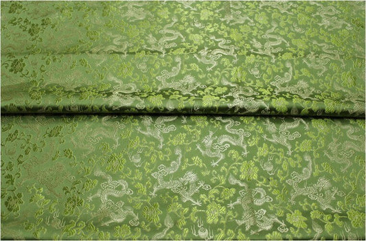Tissu brocart à fleurs de dragon : rayonne de 150 cm de large, idéal pour la couture et le matelassage.