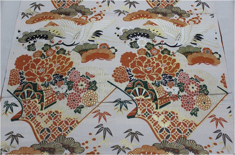 Crane Jacquard Satin Fabric: Japanese Style Sewing & Upholstery