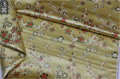 Tissu brocart de soie à fleurs de prunier : tissu pour cheongsam qipao multicolore