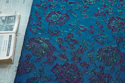 Baroque Black Gold Floral Jacquard Fabric: Vintage Palace Style, 56"W