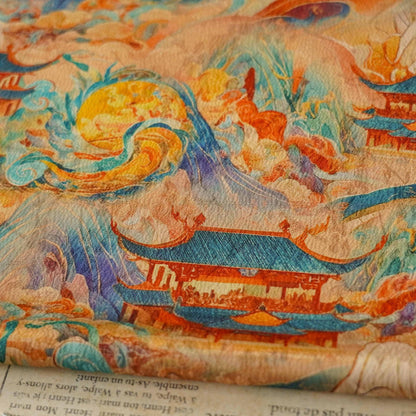 Dunhuang Tea Silk Fabric: Rich Texture Satin, 55"W