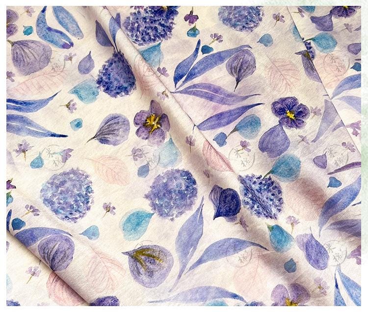Quilting Fabric, Mist Blue Floral Cotton Fabric: Soft Jacquard Look Sewing Material
