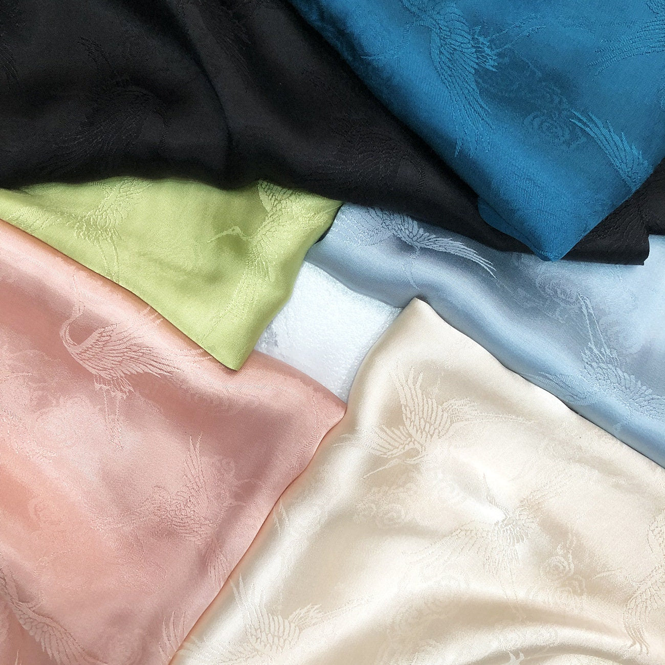 Crane Jacquard Satin Fabric: 59" Wide Antique Chinese Cosplay Sewing Fabric