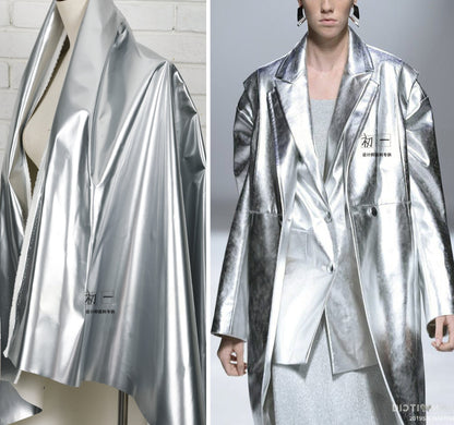 Mirror Coated PU Leather Fabric: Waterproof Metallic Designer Material