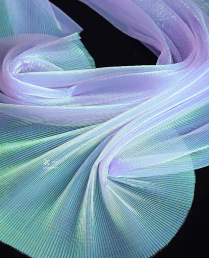 Pleated Organza Fabric: Water-Gloss Illusion, 55" Wide