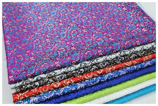 Metallic Paisley Brocade Fabric: Chinese Jacquard, 29" Wide