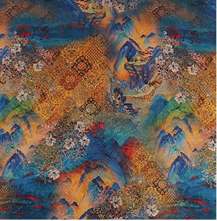 Tang Dynasty Painting Silk Fabric: 59"W Satin Upholstery, Costume, Decor - Poppylollipop