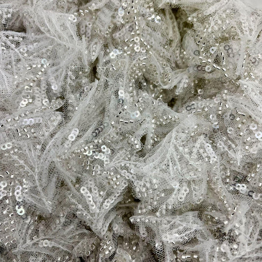 Tissu pour robe de mariée à paillettes : Matière pour voile de mariée à motif floral