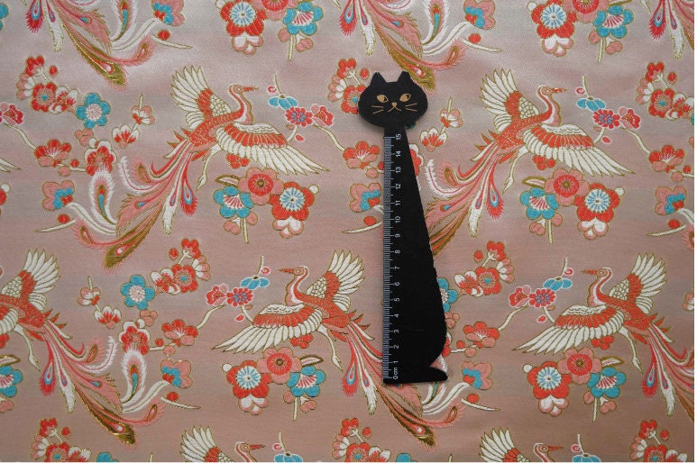 Phoenix Bird Brocade Fabric: 60"W Jacquard Satin, Home Decor Sewing Fabric