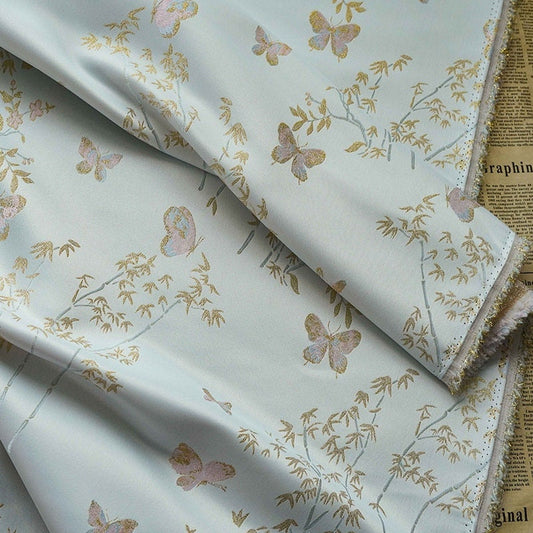 Butterfly Brocade Fabric: Gold Thread Nishijin Kimono Fabric (By The Meter)