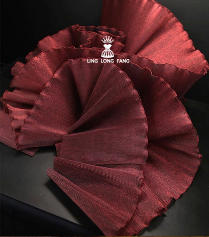 Dentelle organza à lustre métallique : tissu de créateur à volants 3D, 27 cm de large