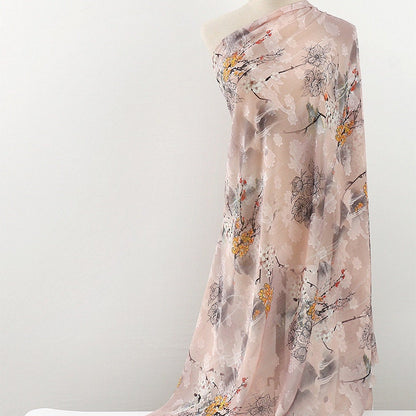 Floral Botanical Print Fabric: Red Cloud Yarn, 59" Wide