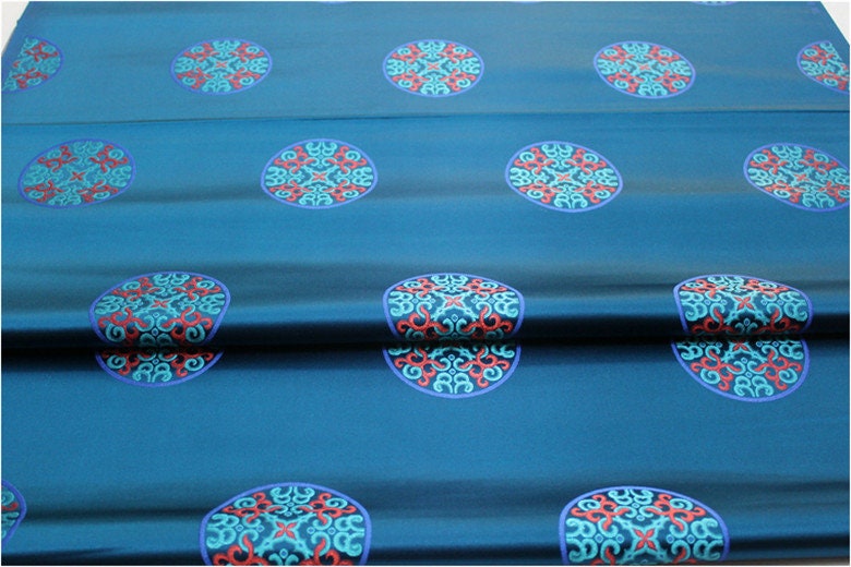 Chinese Fu Symbol Brocade Fabric, Floral Jacquard Satin