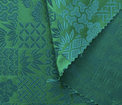 Nishijin Ori Jacquard Silk Brocade Fabric: Japanese Plaid, 59" Wide