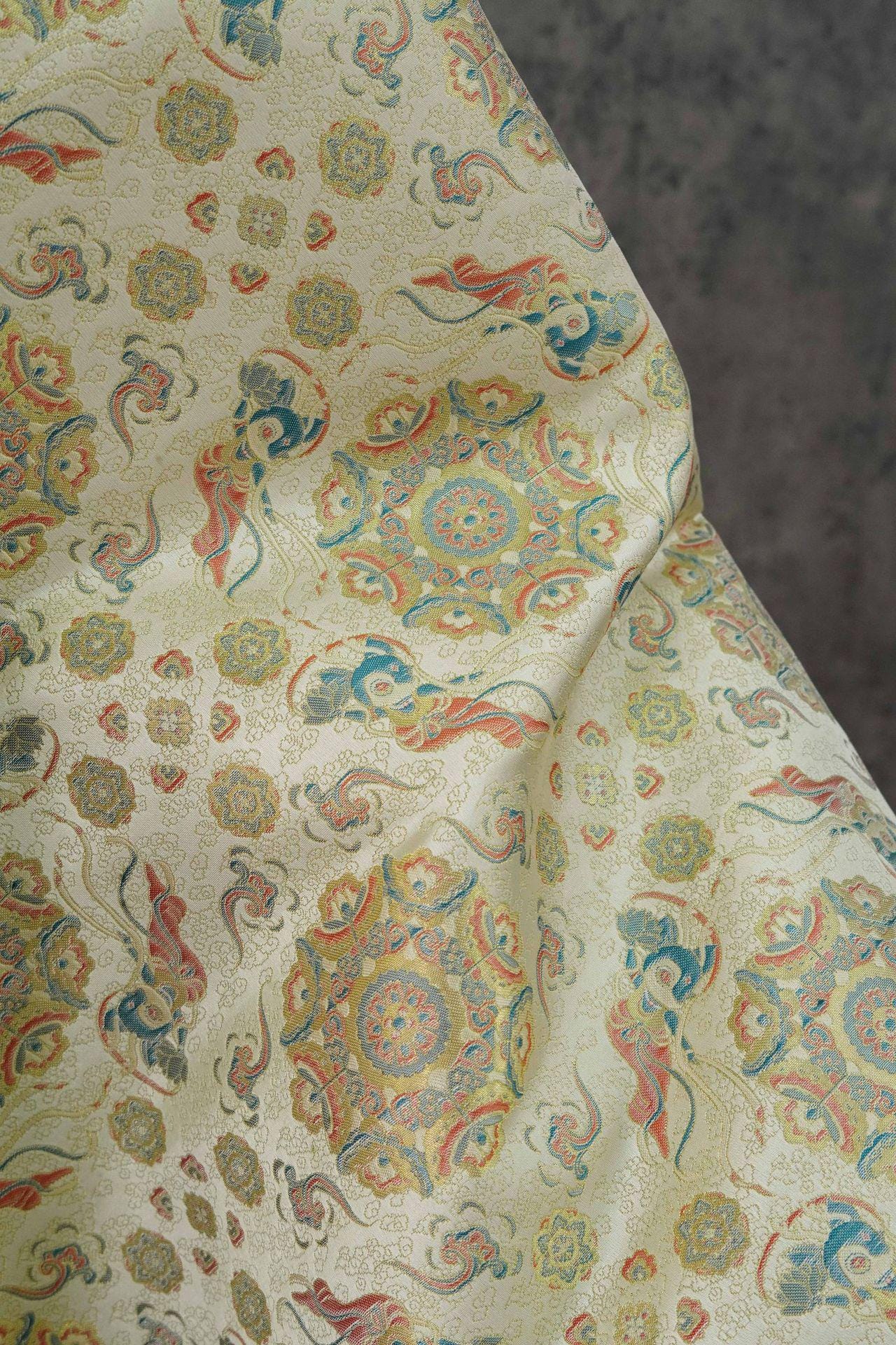 Song Brocade Fabric: Baoxiang Gold Thread Jacquard - Emperor Robe Style