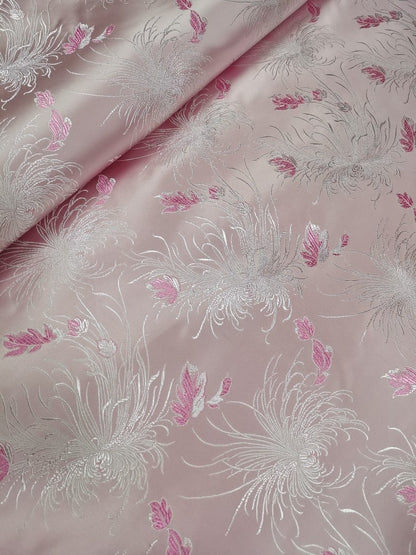 Chrysanthemum Brocade Fabric: 45" Wide Satin Jacquard Damask - Costume & Decor