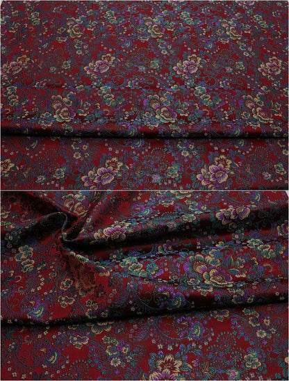 Cherry Blossom Jacquard Brocade Fabric: 29.5" Wide Silk Rayon Blend