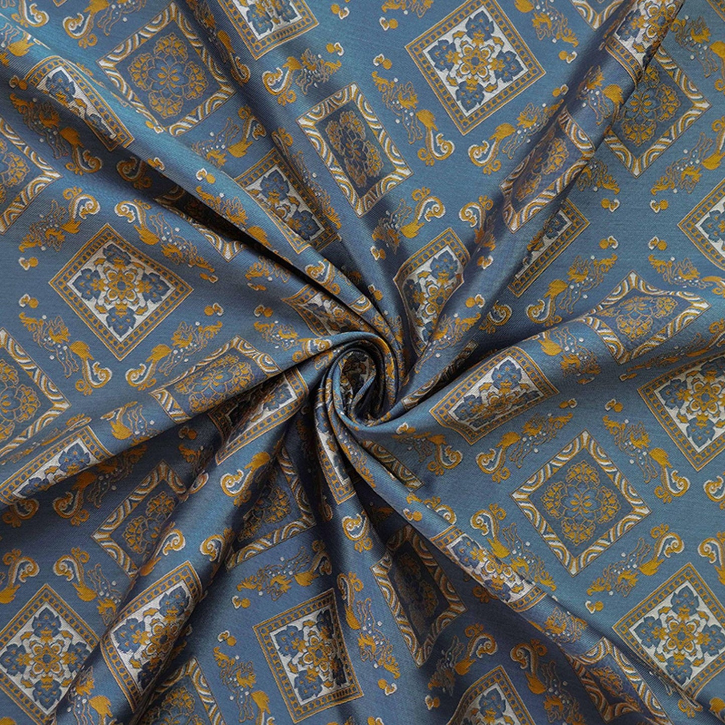 Nishijin Ori Brocade Fabric: Japanese Pavilion Pattern, 63"W Rayon Blend