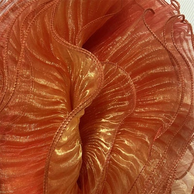Pleated Ruffle Organza Fabric: 3D Folds, Stiff Texture, 15cm Wide