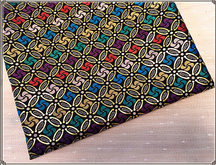 Windmill Flower Brocade Fabric: Chinese Silk Blend, 29.5" Wide