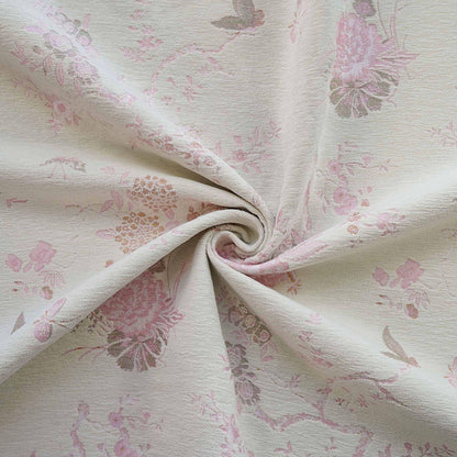 Retro Floral Chenille Jacquard Upholstery Fabric - Gold Thread, 59" Wide