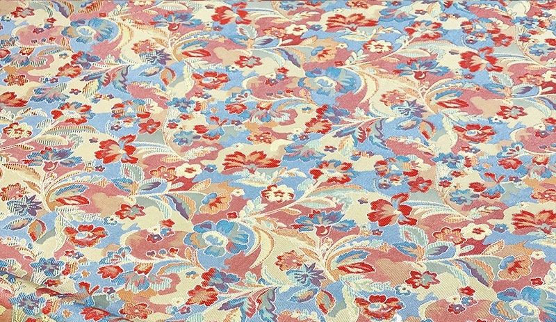 Pink Floral Brocade Fabric: Reversible Rayon Damask, 59" Wide
