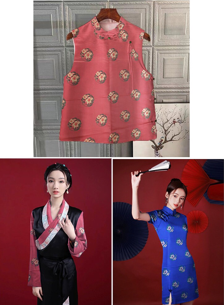 Jacquard Silk Brocade Fabric: Chinese Mongolian Robe Decor