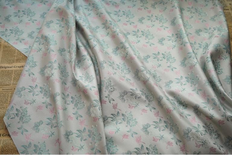 Floral Jacquard Fabric With Gold Thread: 60" Wide, Upholstery & Drapery