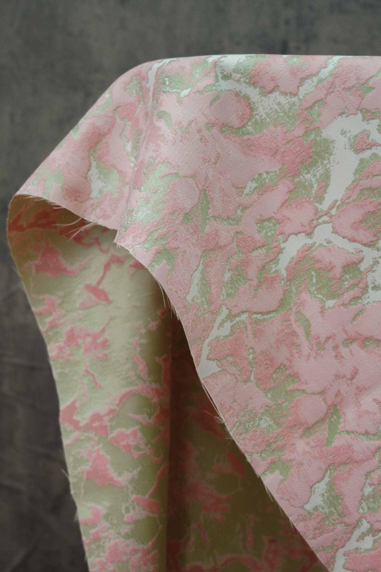 Pink Floral Jacquard Fabric: Retro Style Upholstery & Sewing, 60" Wide