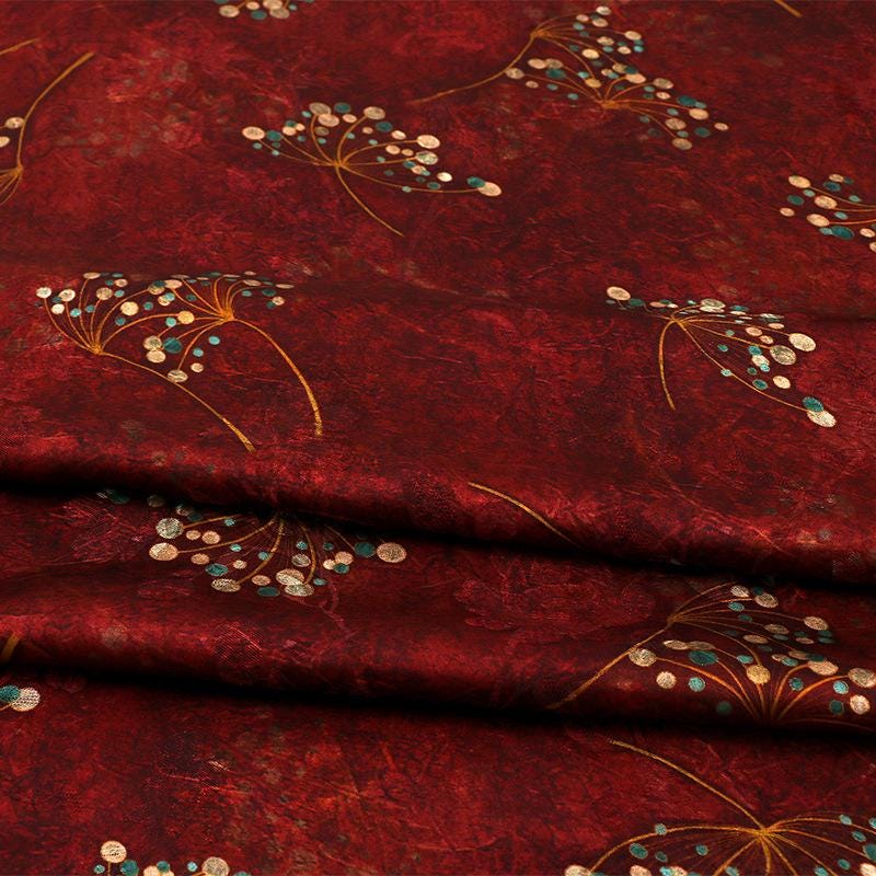 Gold Branch Printed Silk Fabric ��� Chinese Xiangyun Gauze, Dressmaking Ma