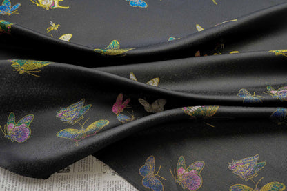 Black Brocade Fabric | Butterfly Jacquard, Sewing Material (59"W)