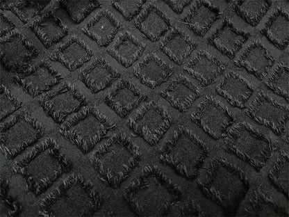 Blue Checkered Jacquard Fabric ��� Textured Fringe DIY Materi"