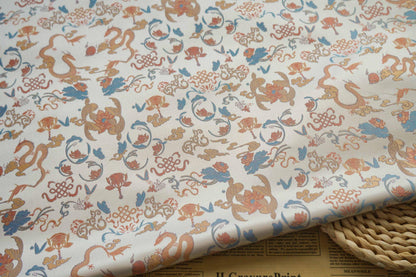 Dragon Flower Jacquard Fabric: Retro Woven Upholstery, 65" Wide
