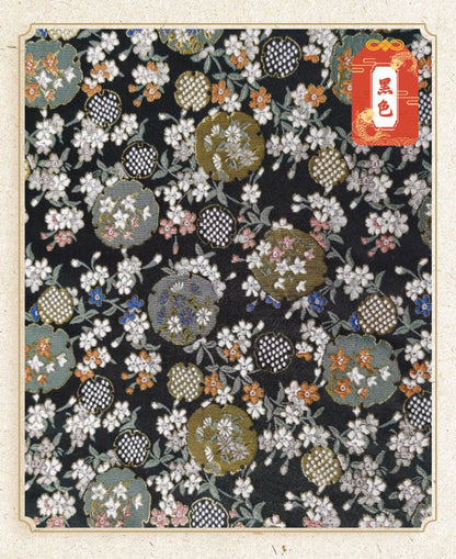 Japanese Dianthus Silk Brocade Fabric: Kimono Bowknot Sewing Material