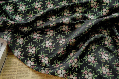 Peach Blossom Jacquard Fabric, Vintage Style, Costume, Upholstery